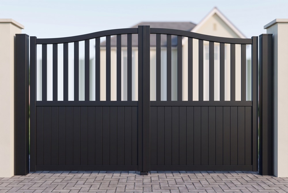 Black aluminium electric gates configured in the MonGate gate builder